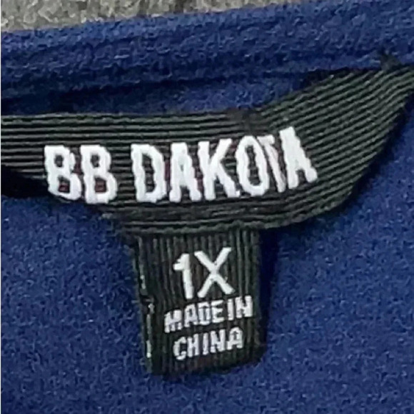 BB Dakota Dirk Long Sleeve Color Block Shift Dress Plus Size 1X Navy & Red Berry - Picture 8 of 9